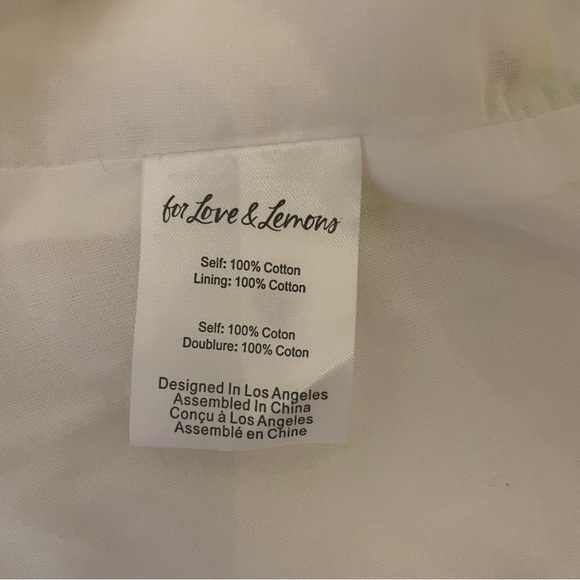 For Love & Lemons Abby Crop Top Blouse Small NWT Embroidered White Yellow Daisy - Picture 11 of 14